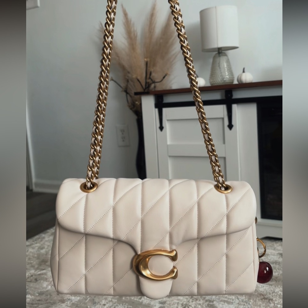 Coach Cream Gold Quilted Tabby 26 Shoulder Bag